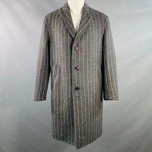 PAUL SMITH Size 38 Grey Chalkstripe Wool Blend Notch Lapel Coat